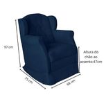 Poltrona Decorativa Amamentação Balanço E Puff Bebê Suede Azul Marinho