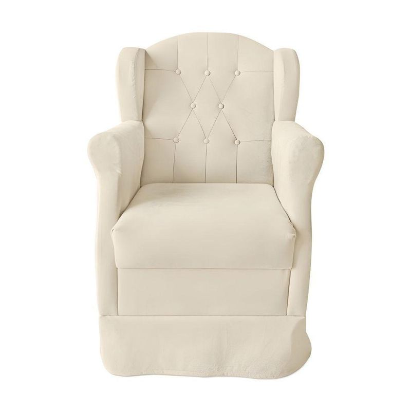 Poltrona Decorativa Amamentação Balanço E Puff Bebê Suede Bege
