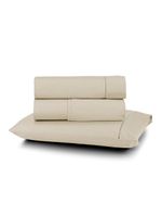 Jogo cama lençol home basic solteiro 180 fios c/ ponto palito 3 peças - bege