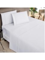 Jogo cama lençol home basic king 180 fios c/ ponto palito 4 peças - branco