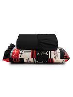 Jogo cama lençol fiore solteiro estampado 180 fios 100% algodão com babadinho 2 peças preto oriental japonês