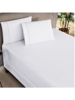 Jogo cama lençol home basic casal 180 fios c/ ponto palito 3 peças - branco