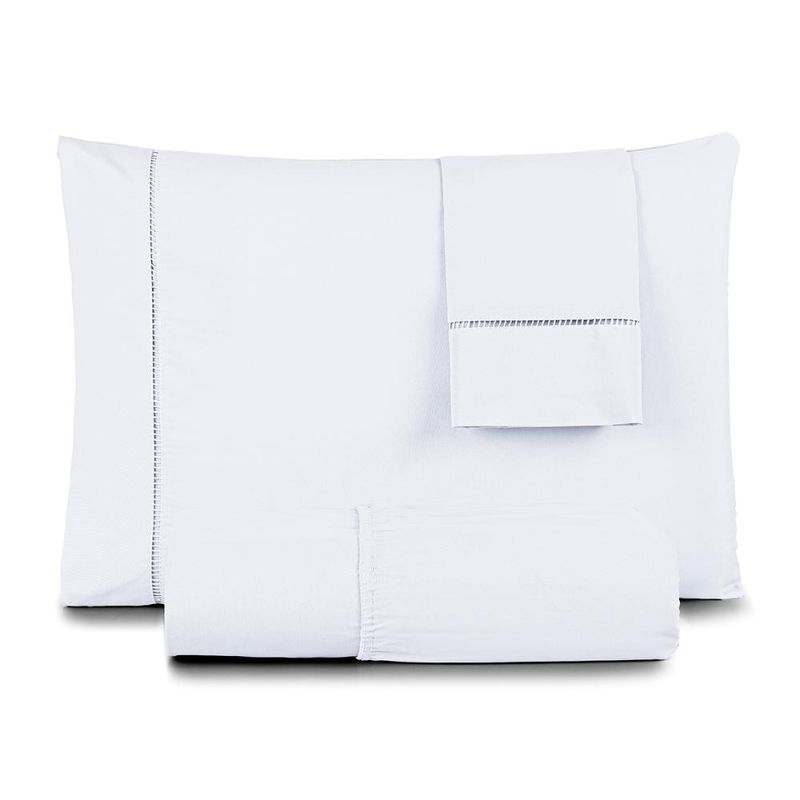 Jogo cama lençol home basic casal 180 fios c/ ponto palito 3 peças - branco