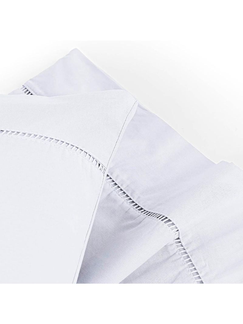 Jogo cama lençol home basic casal 180 fios c/ ponto palito 3 peças - branco