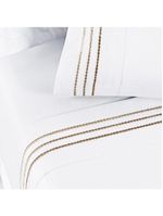 Jogo cama lençol honore king micro percal 200 fios c/ detalhes bordados 4 peças - branco neve taupe