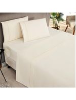 Jogo cama lençol home basic queen 180 fios c/ ponto palito 4 peças - palha