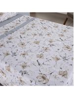 Jogo cama lençol encanto king estampado percal 180 fios c/ ponto palito 4 peças - floral - cinza