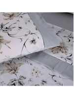 Jogo cama lençol encanto king estampado percal 180 fios c/ ponto palito 4 peças - floral - cinza