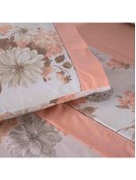 Jogo cama lençol encanto queen estampado percal 180 fios c/ ponto palito 4 peças - floral - salmão