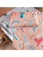 Jogo cama lençol fantasy solteiro cama quarto infantil microfibra 3 peças gatinha rosê