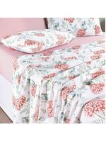 Jogo cama lençol maris king percalle 200 fios estampado 4 peças hortênsia salmão