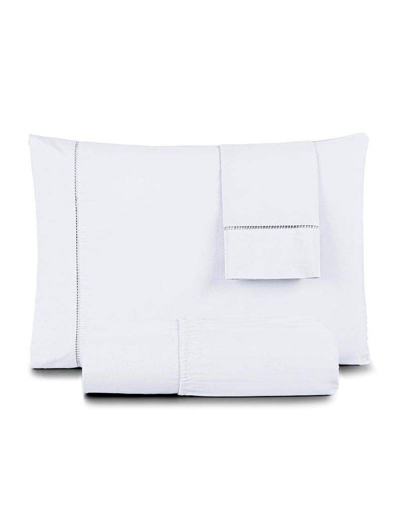 Jogo cama lençol home basic queen 180 fios c/ ponto palito 3 peças - branco