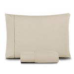 Jogo cama lençol home basic solteiro 180 fios c/ ponto palito 2 peças - bege
