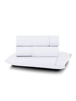 Jogo cama lençol home basic solteiro 180 fios c/ ponto palito 3 peças - branco