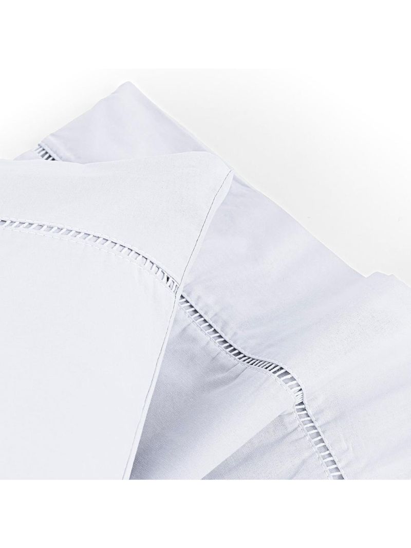 Jogo cama lençol home basic solteiro 180 fios c/ ponto palito 3 peças - branco