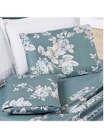 Jogo cama lençol celi solteiro micropercal 200 fios 3 peças - verde floral