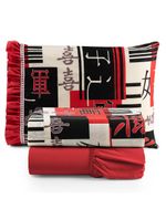 Jogo cama lençol fiore solteiro estampado 180 fios 100% algodão com babadinho 3 peças vermelho oriental japonês