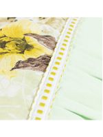 Jogo cama lençol fiore queen estampado 180 fios 100% algodão com babadinho 4 peças verde floral