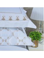 Jogo cama lençol garland king bordado 100% algodão acetinado 400 fios 4 peças - branco