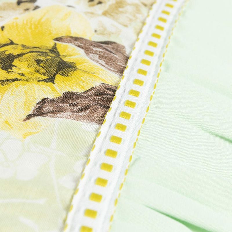 Jogo cama lençol fiore king estampado 180 fios 100% algodão com babadinho 4 peças verde floral