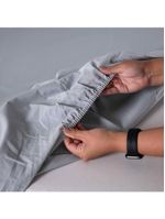 Jogo cama lençol encanto casal padrão estampado percal 180 fios c/ ponto palito 4 peças - floral - cinza