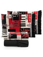 Jogo cama lençol fiore queen estampado 180 fios 100% algodão com babadinho 4 peças preto oriental japonês