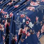 Jogo cama lençol celi solteiro micropercal 200 fios 3 peças - azul marinho floral