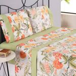 Jogo cama lençol encanto king estampado percal 180 fios c/ ponto palito 4 peças - floral - verde