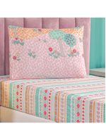 Jogo cama lençol fantasy solteiro infantil microfibra 2 peças - balão - rosa