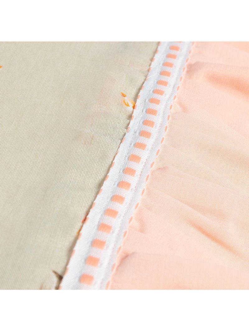 Jogo cama lençol fiore king estampado 180 fios 100% algodão com babadinho 4 peças salmão floral
