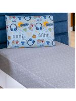 Jogo cama lençol fantasy solteiro infantil microfibra 2 peças - games - azul