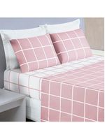 Jogo cama lençol brooklyn king quadriculado micropercal 200 fios 4 peças - rosa