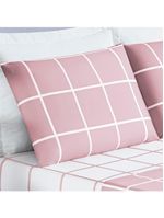 Jogo cama lençol brooklyn king quadriculado micropercal 200 fios 4 peças - rosa