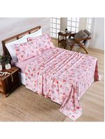 Jogo cama lençol belle queen 400 fios estampado 4 peças floral rosê