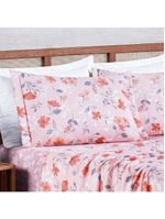 Jogo cama lençol belle queen 400 fios estampado 4 peças floral rosê