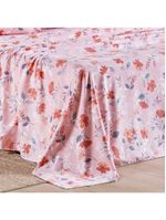 Jogo cama lençol belle queen 400 fios estampado 4 peças floral rosê
