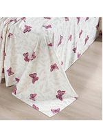 Jogo cama lençol celi queen micropercal estampado 200 fios 4 peças borboletas rosê