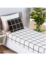 Jogo cama lençol brooklyn solteiro quadriculado micropercal 200 fios 2 peças - preto