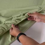 Jogo cama lençol encanto casal padrão estampado percal 180 fios c/ ponto palito 4 peças - floral - verde