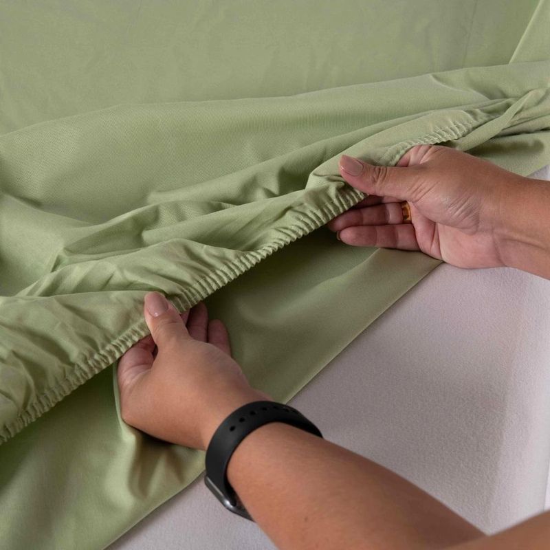 Jogo cama lençol encanto casal padrão estampado percal 180 fios c/ ponto palito 4 peças - floral - verde