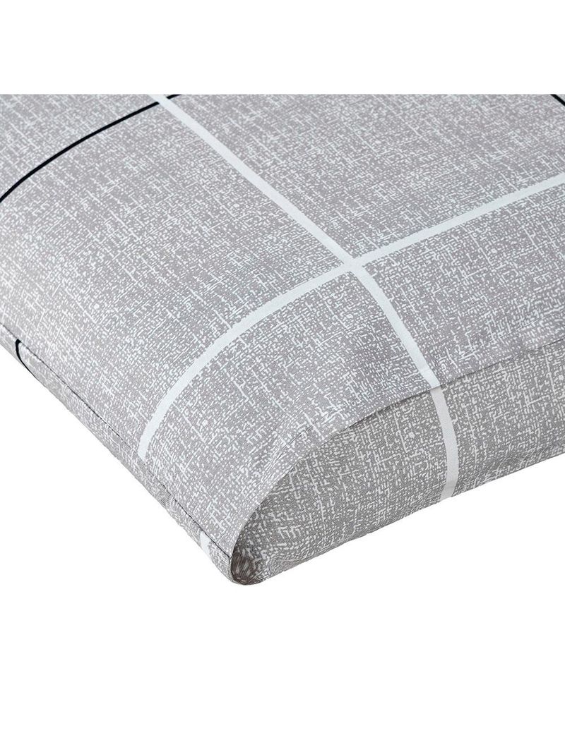 Jogo cama lençol celi king micropercal estampado 200 fios 3 peças xadrez grid cinza
