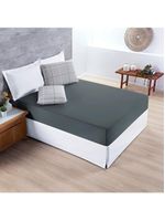 Jogo cama lençol celi king micropercal estampado 200 fios 3 peças xadrez grid cinza