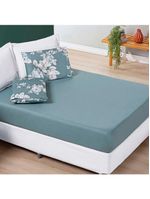 Jogo cama lençol celi queen micropercal 200 fios 3 peças - verde floral