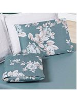 Jogo cama lençol celi queen micropercal 200 fios 3 peças - verde floral