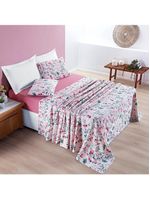 Jogo cama lençol celi queen micropercal estampado 200 fios 4 peças bothanica floral rosa