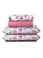 Jogo cama lençol celi queen micropercal estampado 200 fios 4 peças bothanica floral rosa