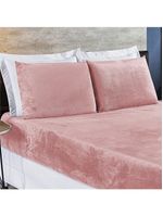 Jogo cama lençol biasoft solteiro manta flannel quente 2 peças - rosa