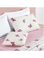 Jogo cama lençol celi casal padrão estampado micropercal 200 fios 4 peças borboletas rosê