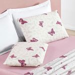 Jogo cama lençol celi king micropercal estampado 200 fios 4 peças borboletas rosê