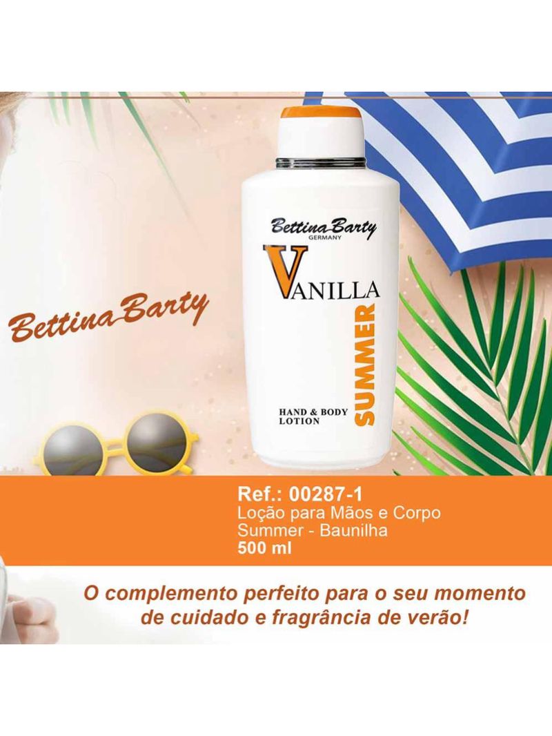 Loção hidratante para mãos e corpo bettina barty summer baunilha